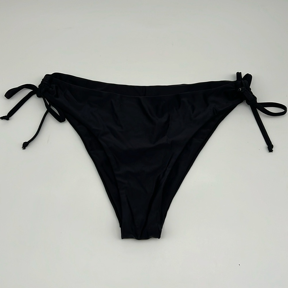 Unbranded Solid Black Side Tie Closure Bikini‎ Bottoms size Large